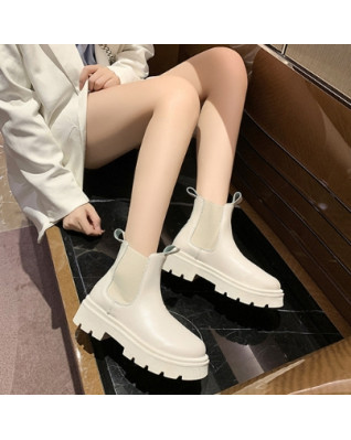 Fashion Platform Shoes Wear-resistant Stretch Fabric Splicing Solid British Style Women's Boots Spring Autumn Fashion Platform Shoes Wear-resistant Stretch Fabric Splicing Solid British Style Women's Boots Spring Autumn