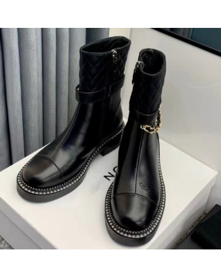 Street Style Chain Accessories Modern Boots Women 2023 Artificial Leather Ankle Women Shoes Gothic Style Fashion Spring Autumn Street Style Chain Accessories Modern Boots Women 2023 Artificial Leather Ankle Women Shoes Gothic Style Fashion Spring Autumn