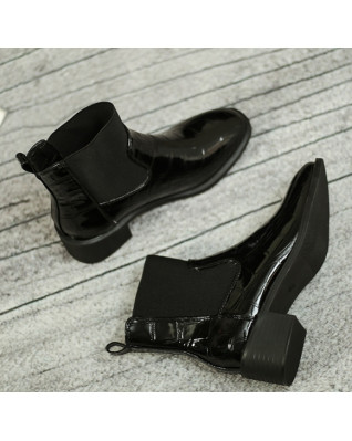 Thick Heel Chelsea Boots Women Splicing Stretch Fabric Non-slip British Style Modern Shoes 2023 New Spring Autumn Thick Heel Chelsea Boots Women Splicing Stretch Fabric Non-slip British Style Modern Shoes 2023 New Spring Autumn