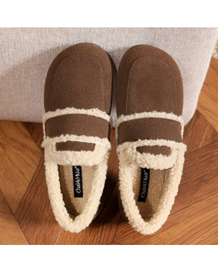 Mary Janes Women's Flats Winter Plus Velvet Keep Warm Retor Lazy Comfortable Casual Wool Women Shoes Wear-resistant Mary Janes Women's Flats Winter Plus Velvet Keep Warm Retor Lazy Comfortable Casual Wool Women Shoes Wear-resistant