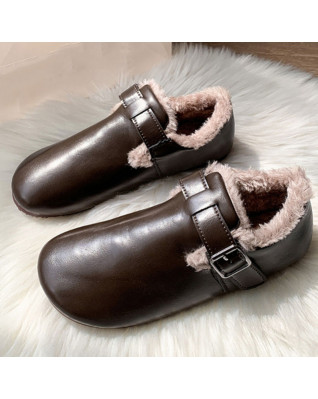 Plus Velvet Keep Warm Shoes for Women Flat Bottom Retro Concise Buckle Strap Leather Mary Janes Shoes 2023 New Fashion Winter Plus Velvet Keep Warm Shoes for Women Flat Bottom Retro Concise Buckle Strap Leather Mary Janes Shoes 2023 New Fashion Winter