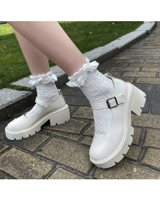 Fashion Japanese Mary Jane Shoes Women Vintage Girls Students JK Uniform Platform High Heels Pumps Cosplay White Buckle Fashion Japanese Mary Jane Shoes Women Vintage Girls Students JK Uniform Platform High Heels Pumps Cosplay White Buckle