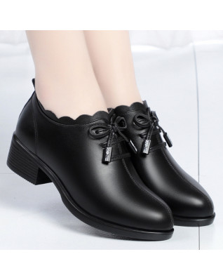 Fashion Lace Leather Platform Pumps Korean Style Casual Waterproof Pointed Toe Shoes for Women Spring Autumn Fashion Lace Leather Platform Pumps Korean Style Casual Waterproof Pointed Toe Shoes for Women Spring Autumn