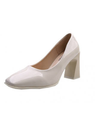 Shallow Occupation Business Women's Shoes Patent Leather Modern Square Toe Thick High Heels Pumps 2023 New Fashion Summer Spring Shallow Occupation Business Women's Shoes Patent Leather Modern Square Toe Thick High Heels Pumps 2023 New Fashion Summer Spring