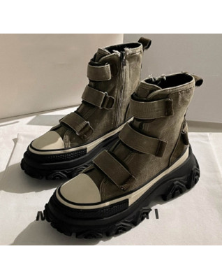 Black Platform Wear-resistant High Top Retro Tooling Women's Vulcanize Shoes 2023 New Fashion Hook Loop Leisure Spring Autumn Black Platform Wear-resistant High Top Retro Tooling Women's Vulcanize Shoes 2023 New Fashion Hook Loop Leisure Spring Autumn