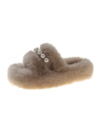 Winter Fashion Home Cotton Shoes Women Pearl Access ories Design Fluffy Slippers Indoor Soft Plush Shoes Women Warm Slippers Winter Fashion Home Cotton Shoes Women Pearl Access ories Design Fluffy Slippers Indoor Soft Plush Shoes Women Warm Slippers
