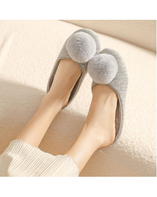 Cute Cross Fluffy Women Home Cotton Shoes Plush Ball Gray Concise Comf ortable Flat I ndoor Floor Women's Slippers Winter Cute Cross Fluffy Women Home Cotton Shoes Plush Ball Gray Concise Comf ortable Flat I ndoor Floor Women's Slippers Winter