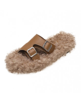Faux Fur Plush Shoes Belt Buckle Access ories Autumn Winter Flat Indoor Floor Casual Cross Fluffy Warm Furry Slippers Faux Fur Plush Shoes Belt Buckle Access ories Autumn Winter Flat Indoor Floor Casual Cross Fluffy Warm Furry Slippers