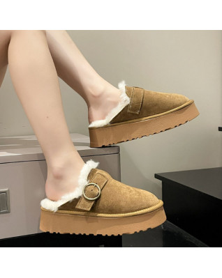 Women Modern Slippers Belt Buckle Retro Plus Velvet Thic ken Keep Warm Waterproof Snow Shoes Winter 2023 New Fashion Women Modern Slippers Belt Buckle Retro Plus Velvet Thic ken Keep Warm Waterproof Snow Shoes Winter 2023 New Fashion