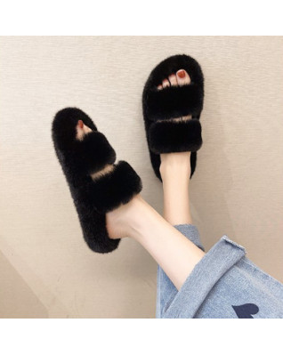 Women's Slippers 2023 New Winter Warm Fluffy Home Fur Slippers for Women Flat Platform Cozy Furry House Shoes Korean Style Women's Slippers 2023 New Winter Warm Fluffy Home Fur Slippers for Women Flat Platform Cozy Furry House Shoes Korean Style